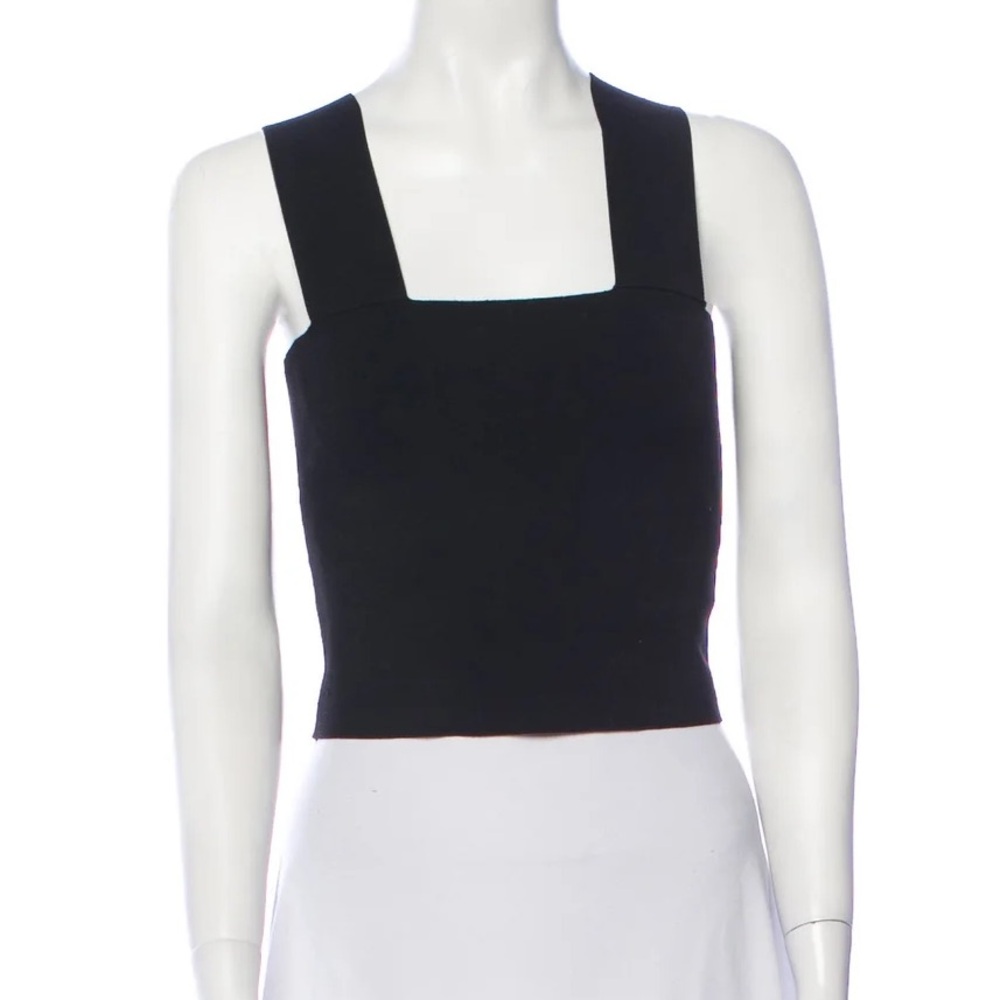A.L.C. Square neckline black sleeveless crop